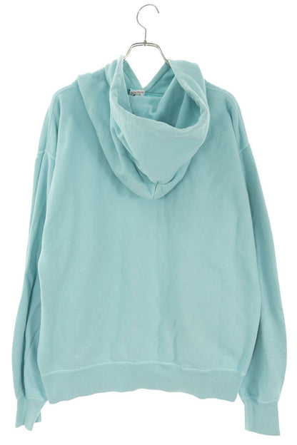 SAINT MICHAEL Logo Print Cotton Hoodie Light Blue Size XL