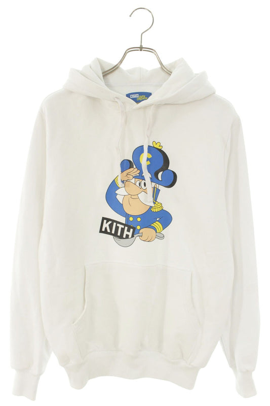 KITH Logo Print Cotton Hoodie White Size XS