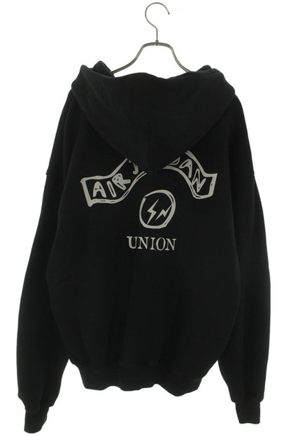 fragment design x UNION Zip Hoodie Black Cotton Size S