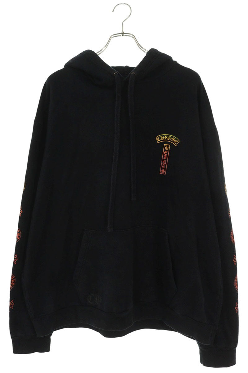 Chrome Hearts Vertical Logo Print Hoodie Black Size XL