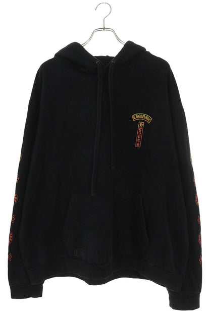 Chrome Hearts Vertical Logo Print Hoodie Black Size XL