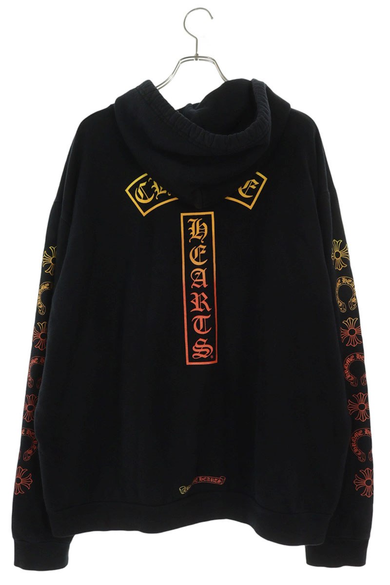 Chrome Hearts Vertical Logo Print Hoodie Black Size XL