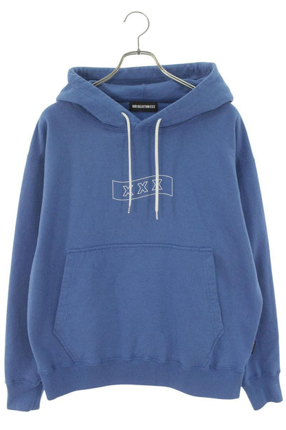 GOD SELECTION XXX Logo Print Pullover Hoodie Blue Size S