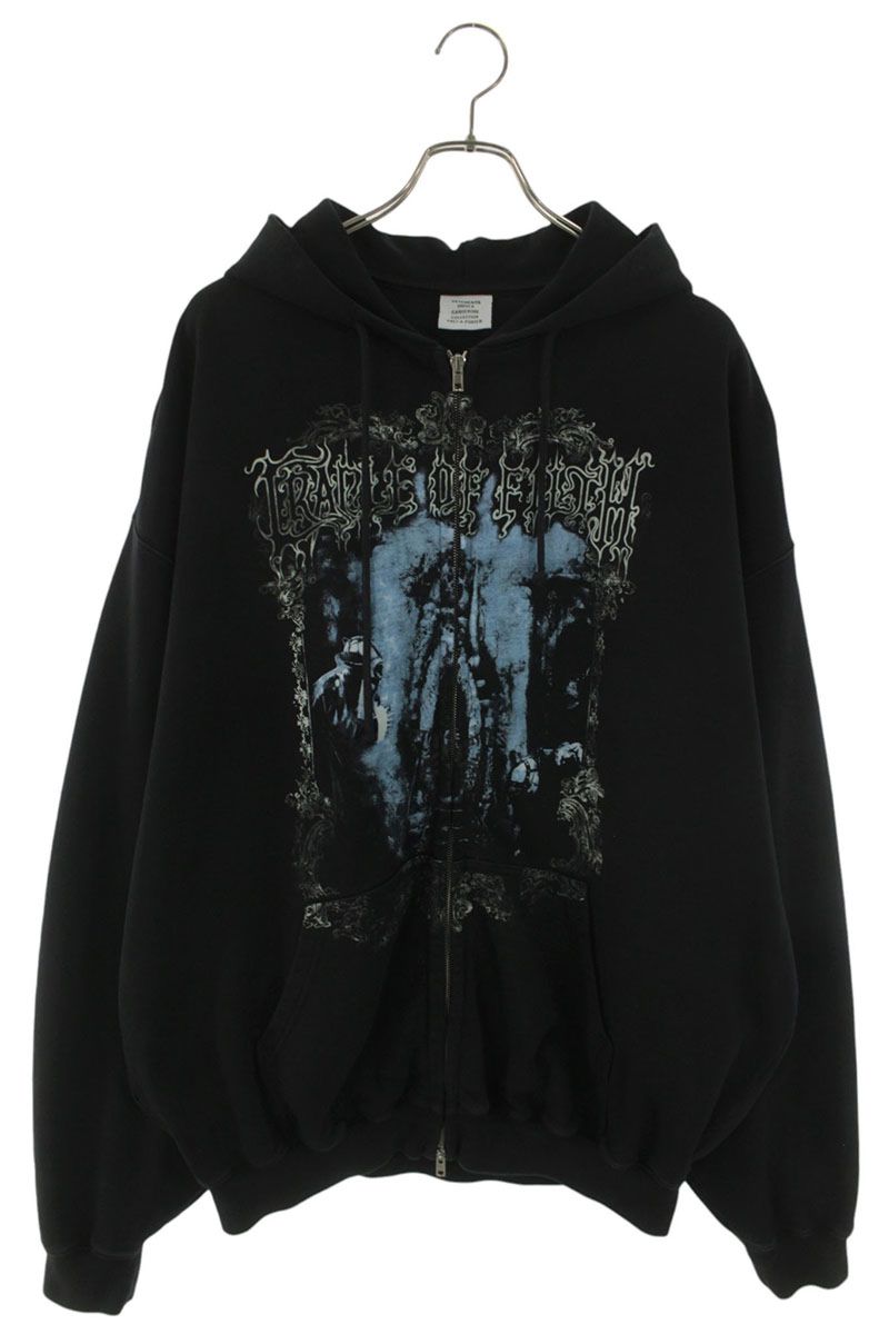 VETEMENTS COF Zip-Up Hoodie Black Size S