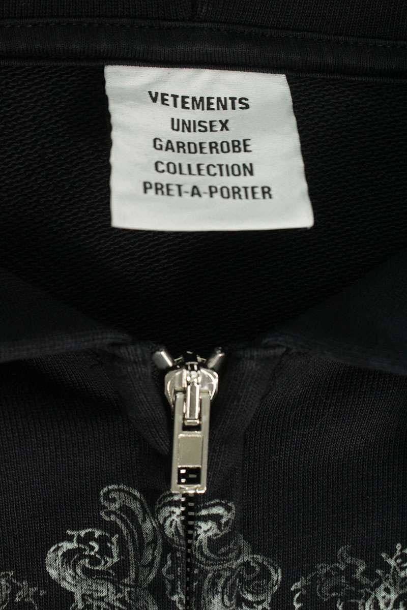 VETEMENTS COF Zip-Up Hoodie Black Size S