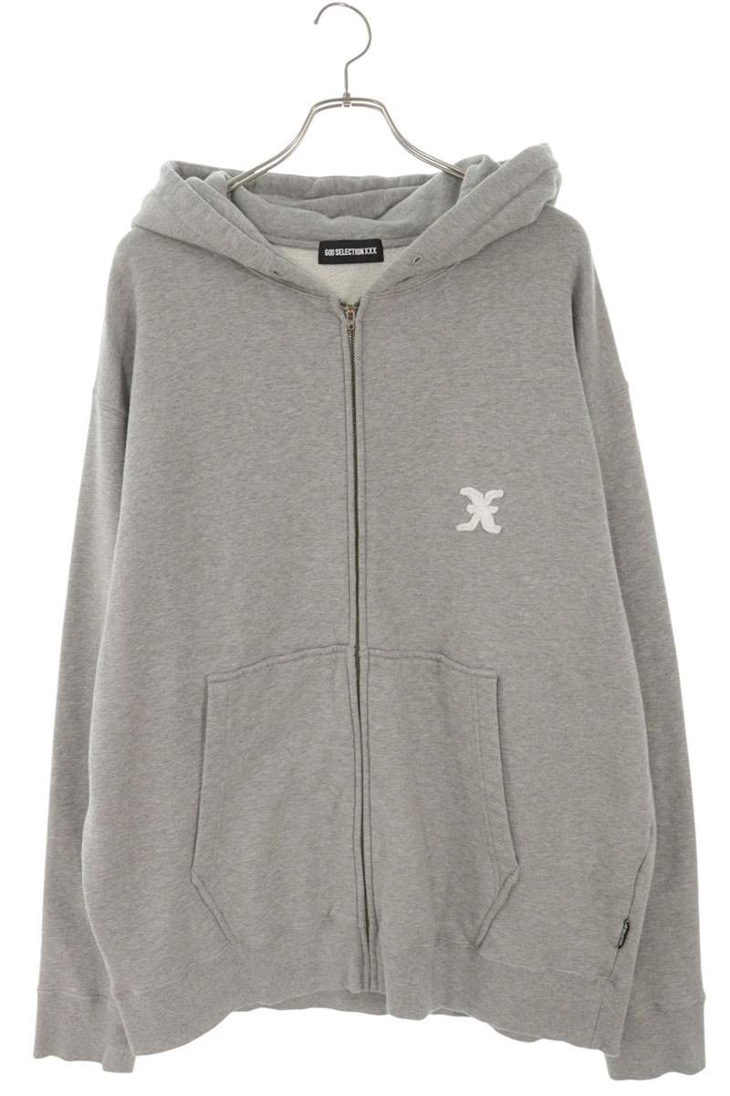 GOD SELECTION XXX X Patch Zip Hoodie Gray Size XL
