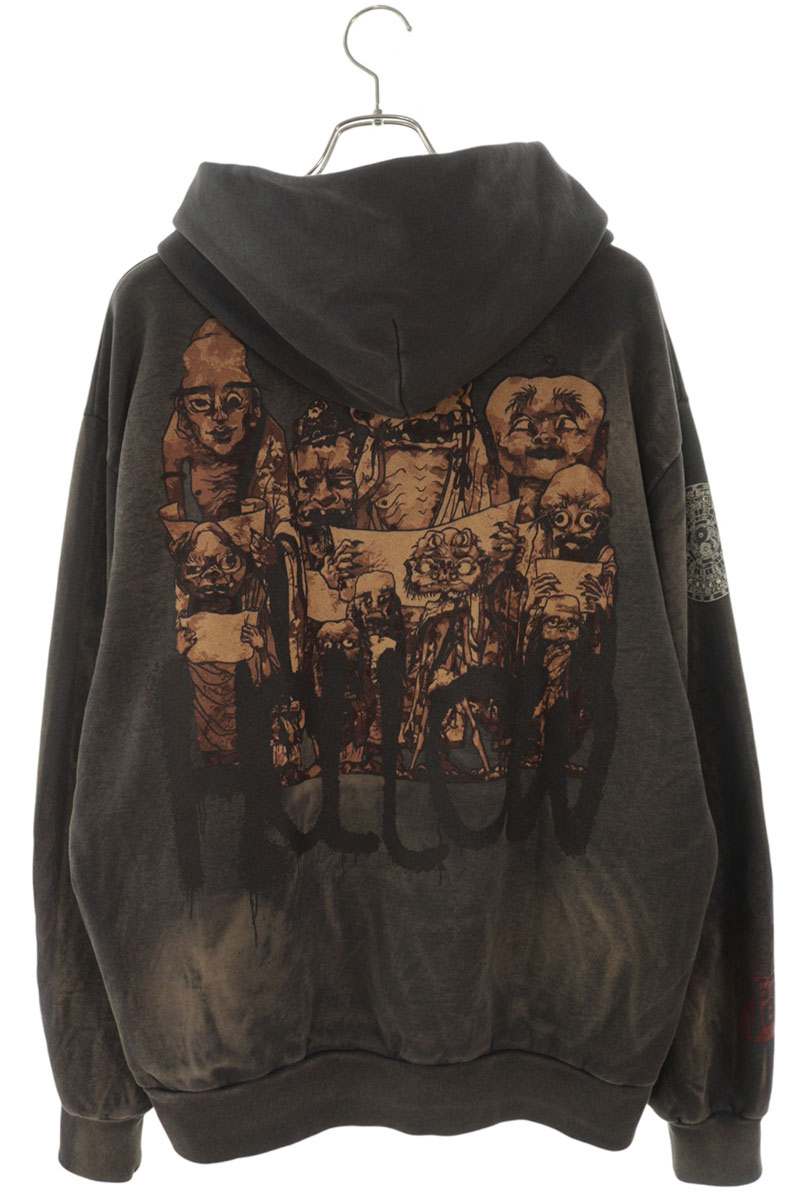 Cactus Jack HOLLOW HOODIE Graphic Print Charcoal Gray Size L