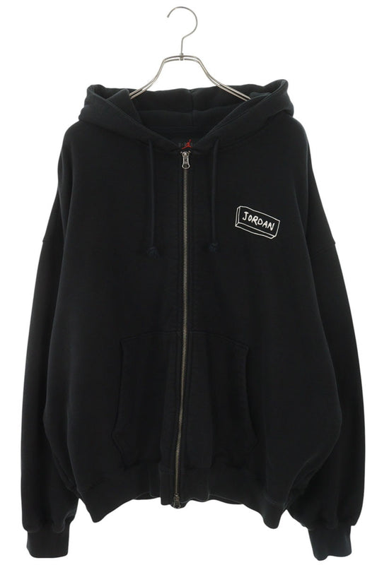 fragment design Jordan Print Hoodie Black Cotton Size XL