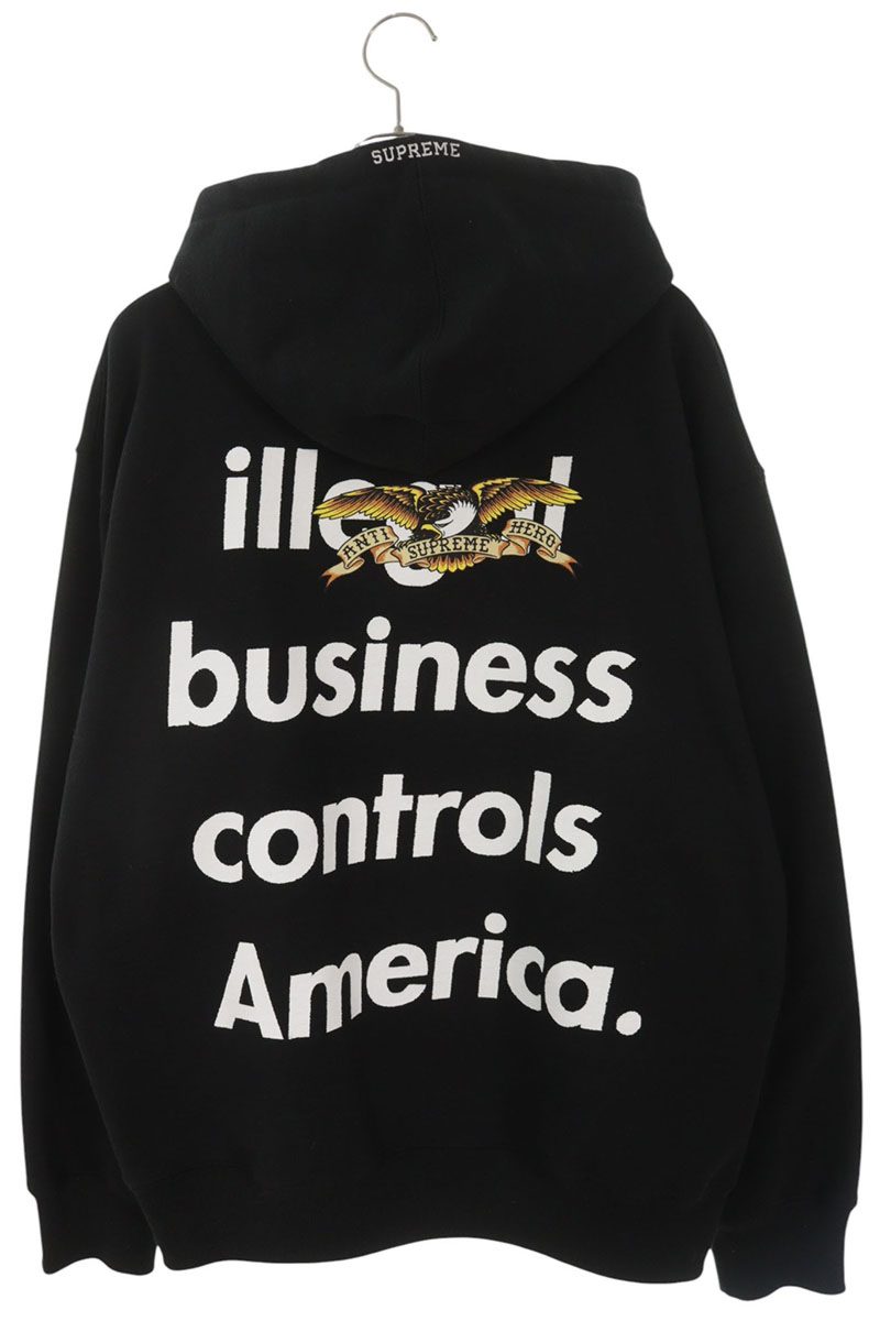 SUPREME SS26 Antihero Hooded Pullover Black Cotton Size L