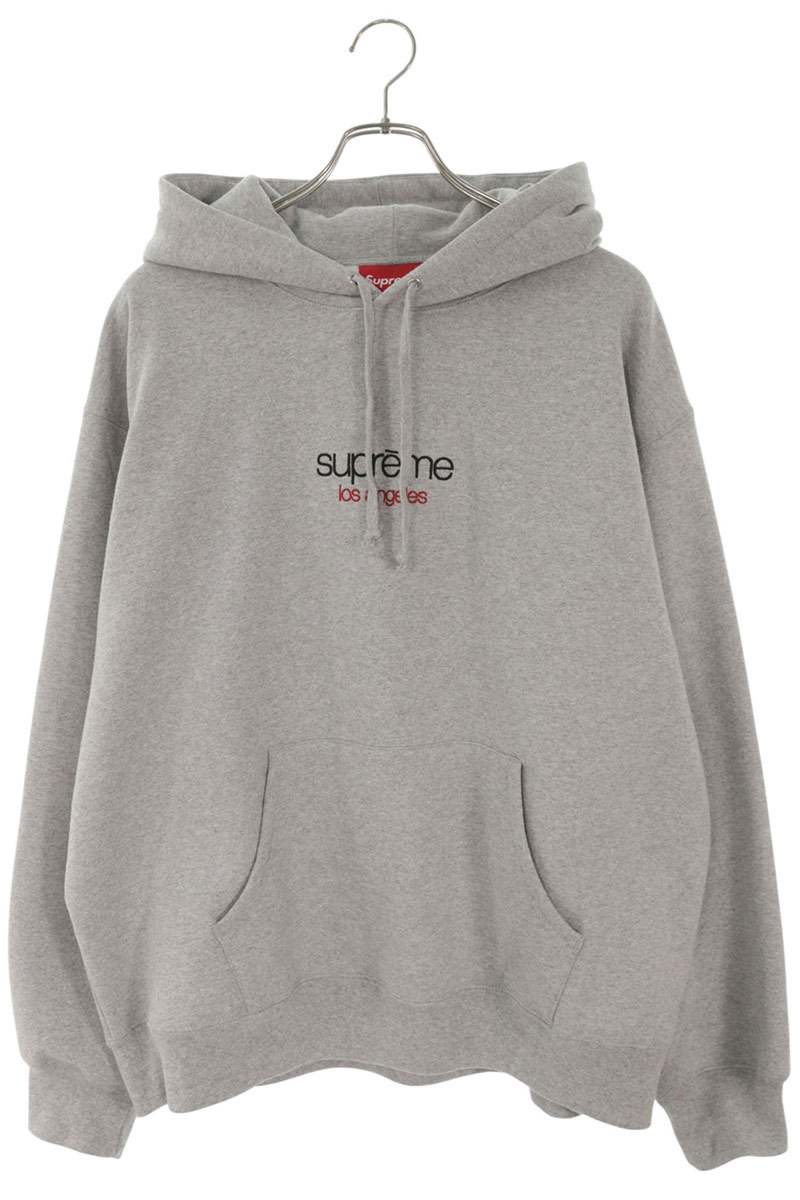 SUPREME FW25 Classic Logo LA Exclusive Hoodie Gray Size L