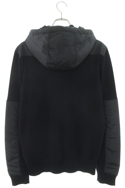 PRADA Triangle Plate Nylon Panel Knit Hoodie Navy Size L