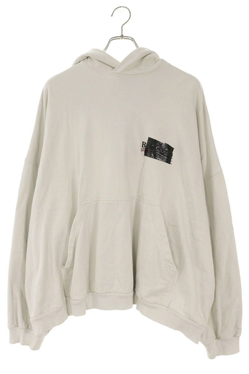 BALENCIAGA Campaign Tape Logo Pullover Hoodie White Size XS