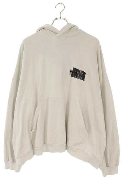 BALENCIAGA Campaign Tape Logo Pullover Hoodie White Size XS