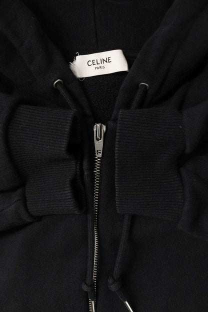 CELINE Hood Logo Zip-Up Hoodie Black Size L