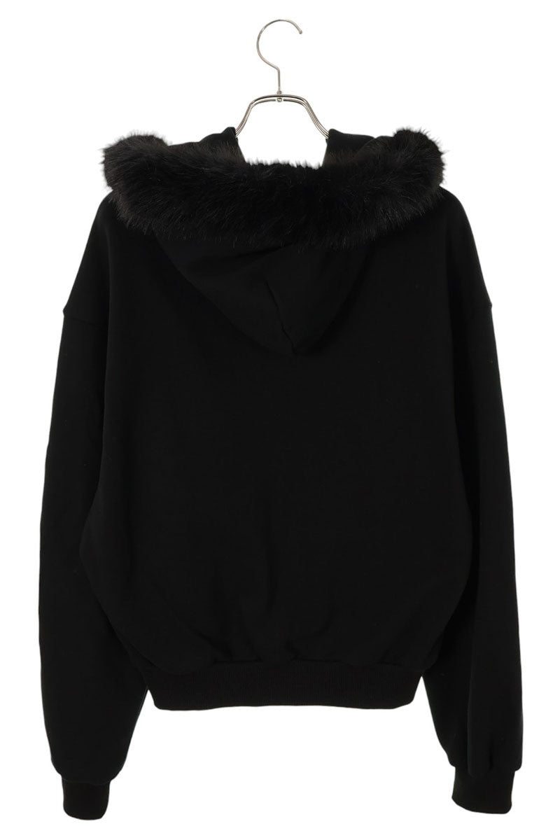 GRAILZ Human Print Faux Fur Zip Hoodie Black Size M