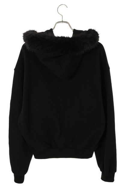 GRAILZ Human Print Faux Fur Zip Hoodie Black Size M
