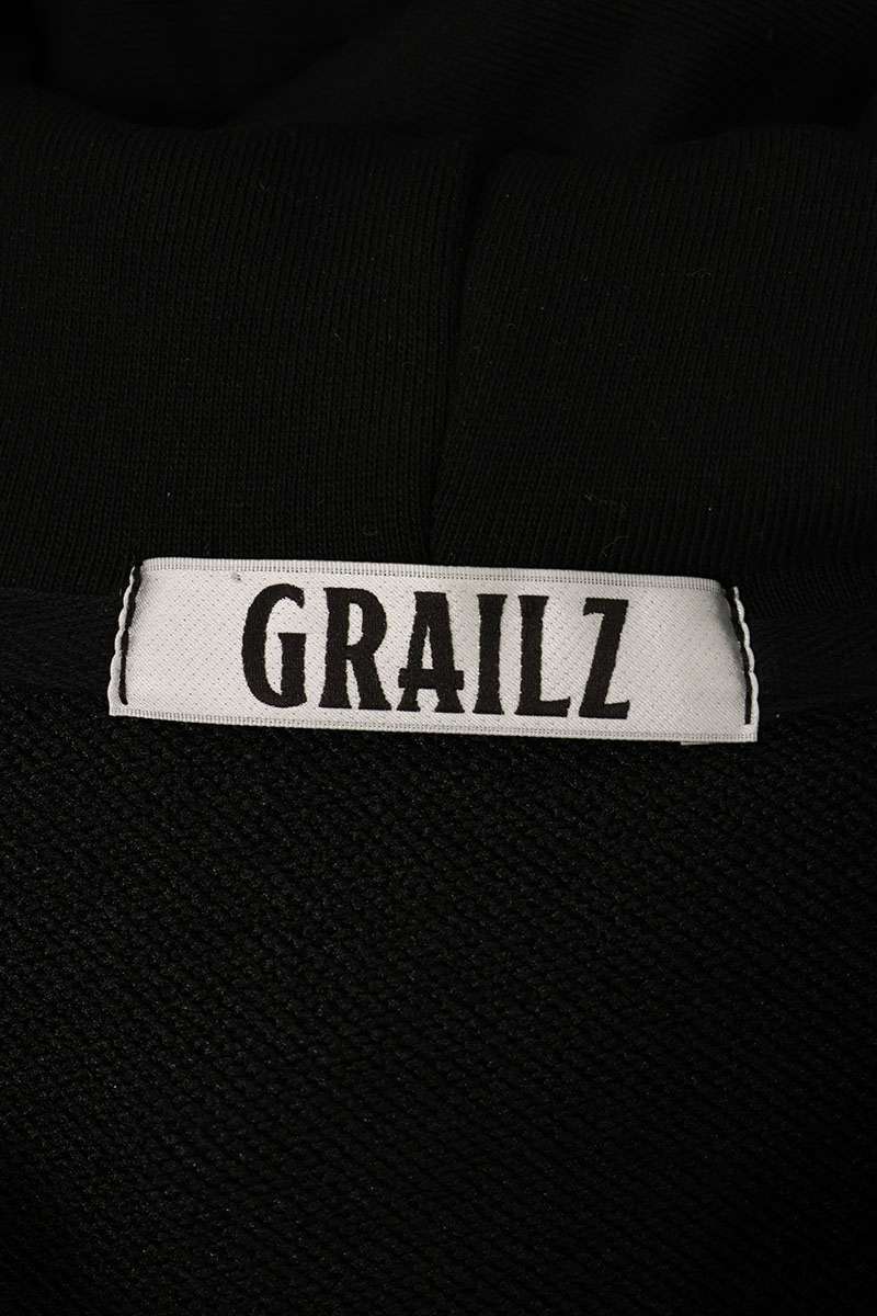 GRAILZ Human Print Faux Fur Zip Hoodie Black Size M