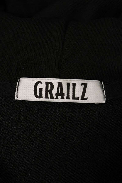 GRAILZ Human Print Faux Fur Zip Hoodie Black Size M