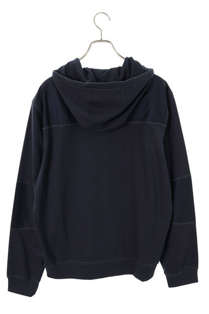 HERMES Voile H Nylon Panel Zip Hoodie Navy Cotton Size M