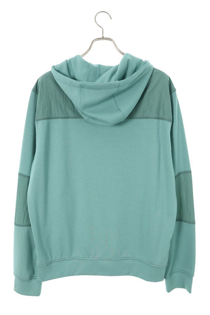 HERMES Voile H Nylon Panel Zip Hoodie Light Green Size M