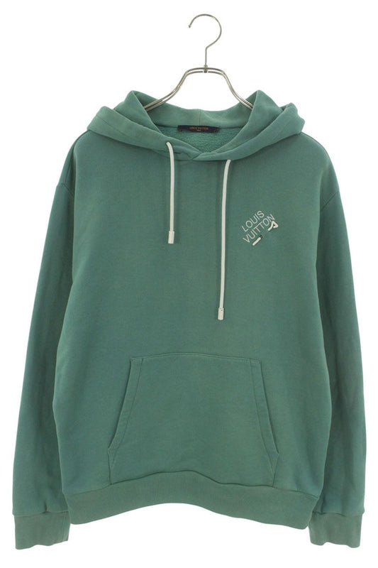 LOUISVUITTON Logo Embroidered Hoodie Green Size M