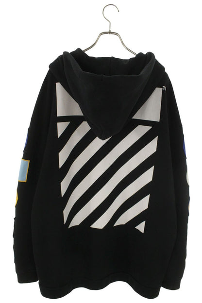 OFF-WHITE Patch Zip-up Hoodie Black Size S