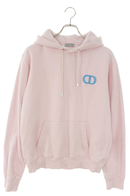 DIOR CD Logo Embroidered Pullover Hoodie Pink Size M