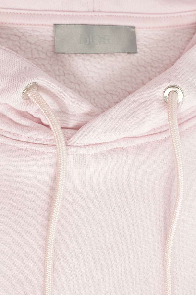DIOR CD Logo Embroidered Pullover Hoodie Pink Size M