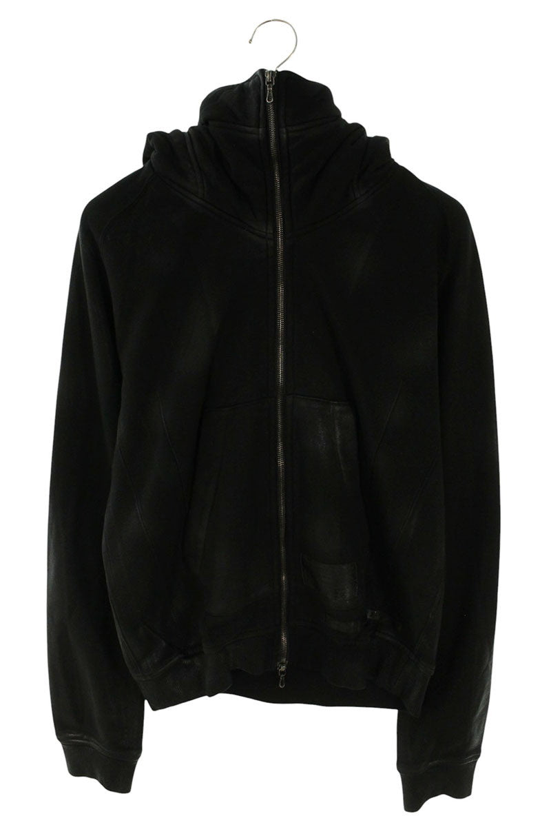 JULIUS Coated Zip-up Hoodie Black Size M