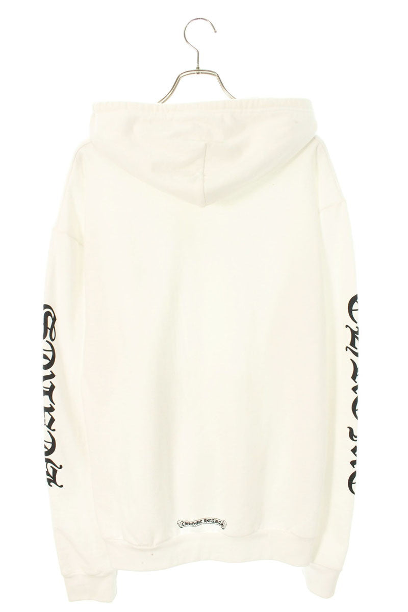 Chrome Hearts Sleeve Logo Print Zip Hoodie White Size L