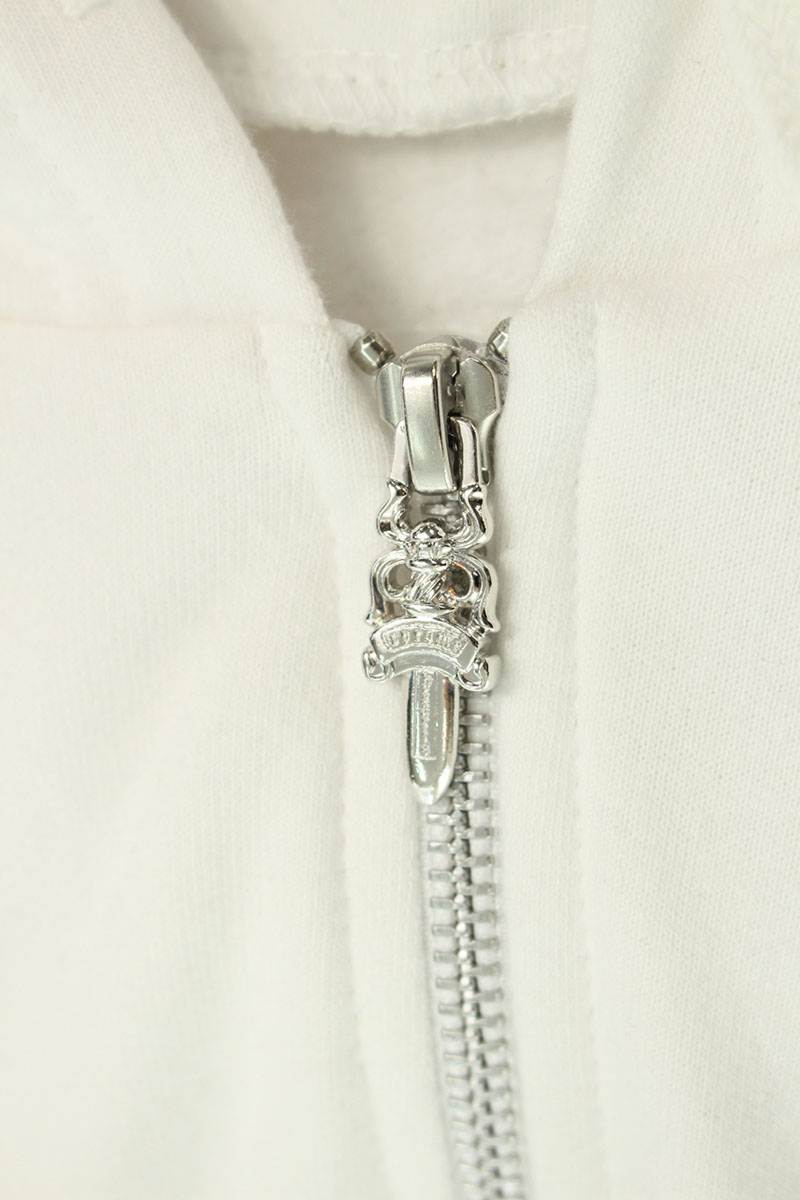 Chrome Hearts Sleeve Logo Print Zip Hoodie White Size L
