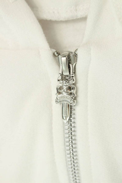Chrome Hearts Sleeve Logo Print Zip Hoodie White Size L