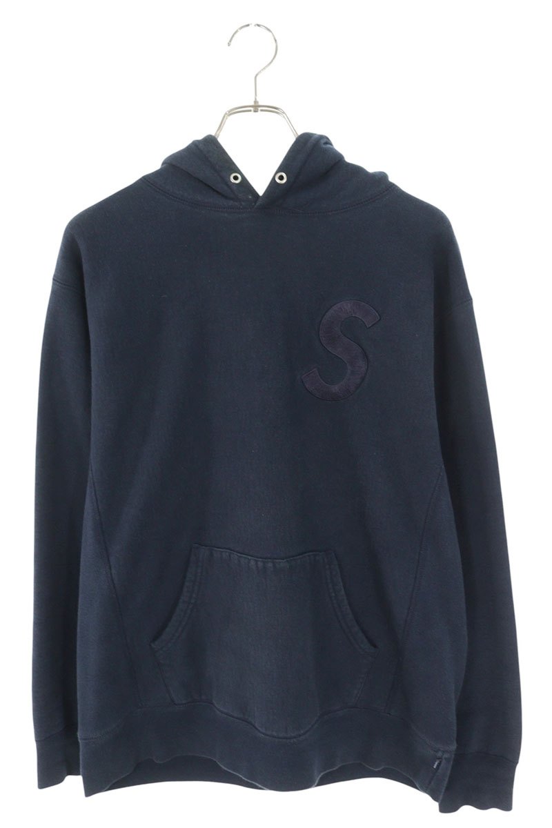 SUPREME 17AW Tonal S Logo Hooded Sweatshirt Navy Size L