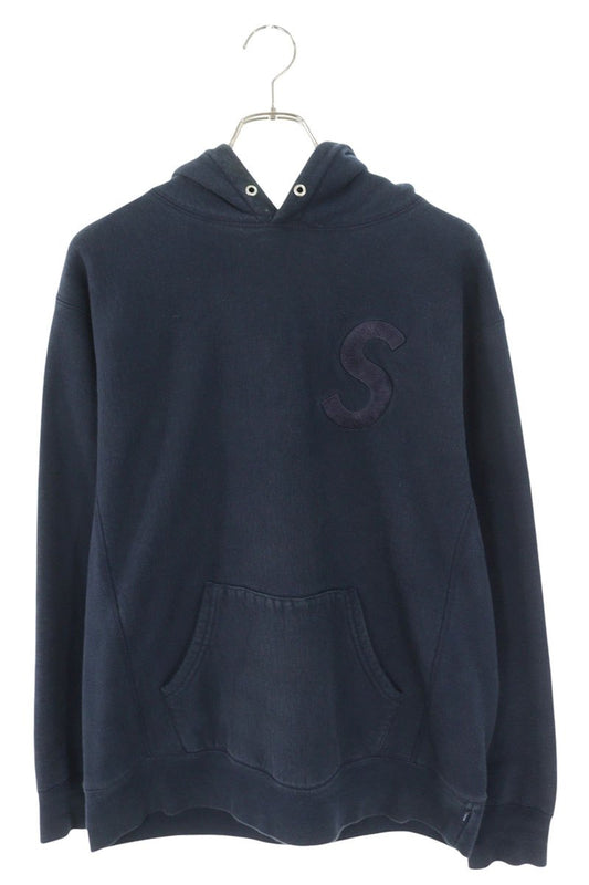 SUPREME 17AW Tonal S Logo Hooded Sweatshirt Navy Size L