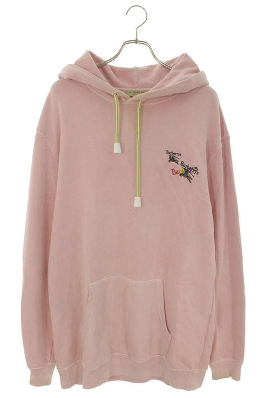 Burberry Chest Logo Embroidered Hoodie Pink Size S