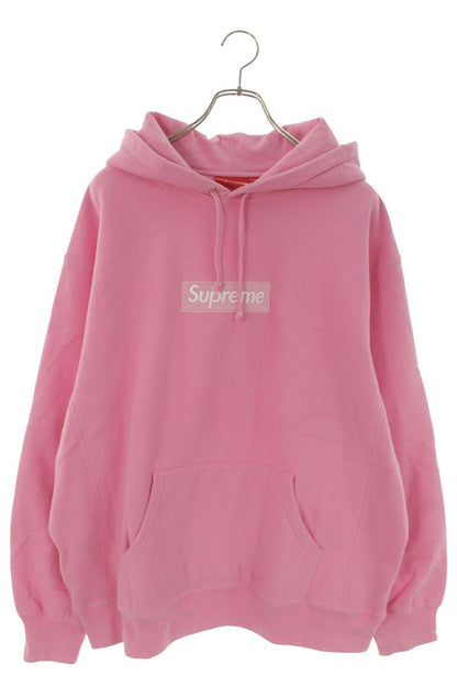 SUPREME 21AW Pink Box Logo Hooded Sweatshirt Size L