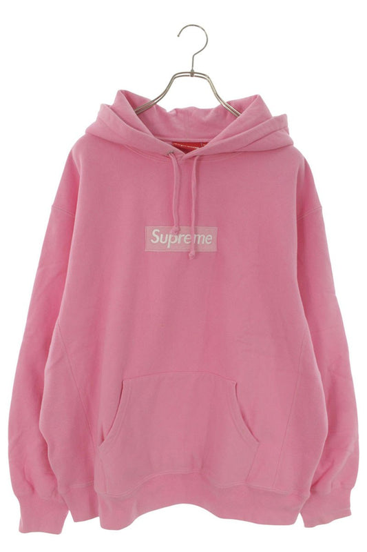 SUPREME 21AW Pink Box Logo Hooded Sweatshirt Size L