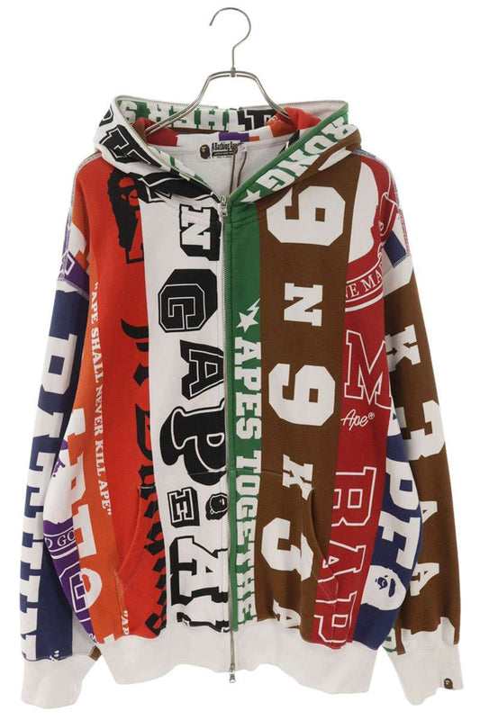 A BATHING APE Fangs Scarf Logo Full Zip Hoodie Multi Size L