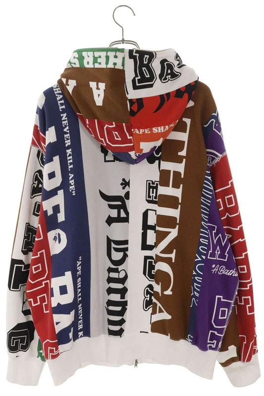 A BATHING APE Fangs Scarf Logo Full Zip Hoodie Multi Size L