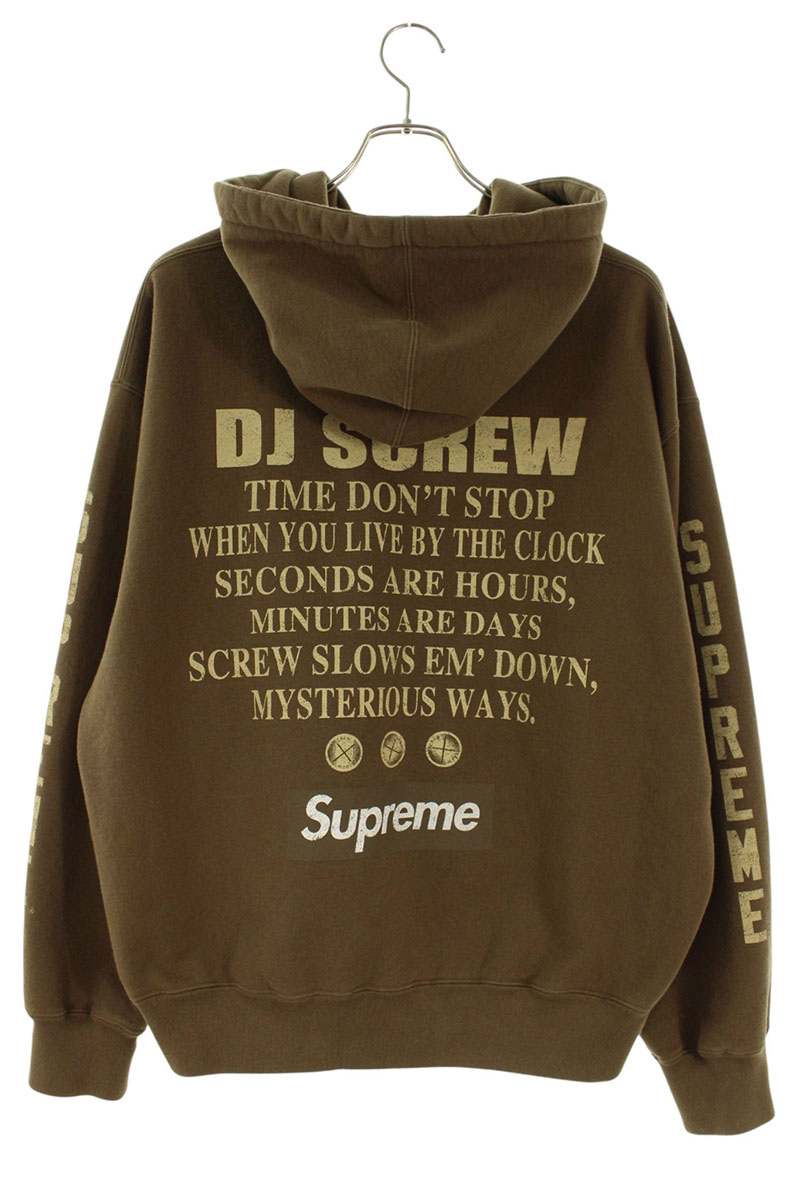 SUPREME DJ SCREW All-Over Print Zip Hoodie Brown Size M