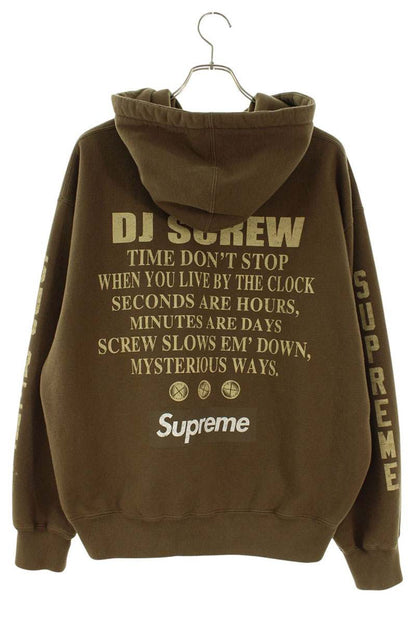 SUPREME DJ SCREW All-Over Print Zip Hoodie Brown Size M
