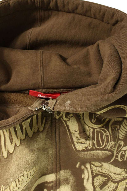 SUPREME DJ SCREW All-Over Print Zip Hoodie Brown Size M