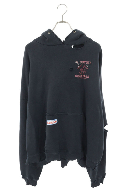 Paly Hollywood Cotton Print Design Hoodie Blue Size XL
