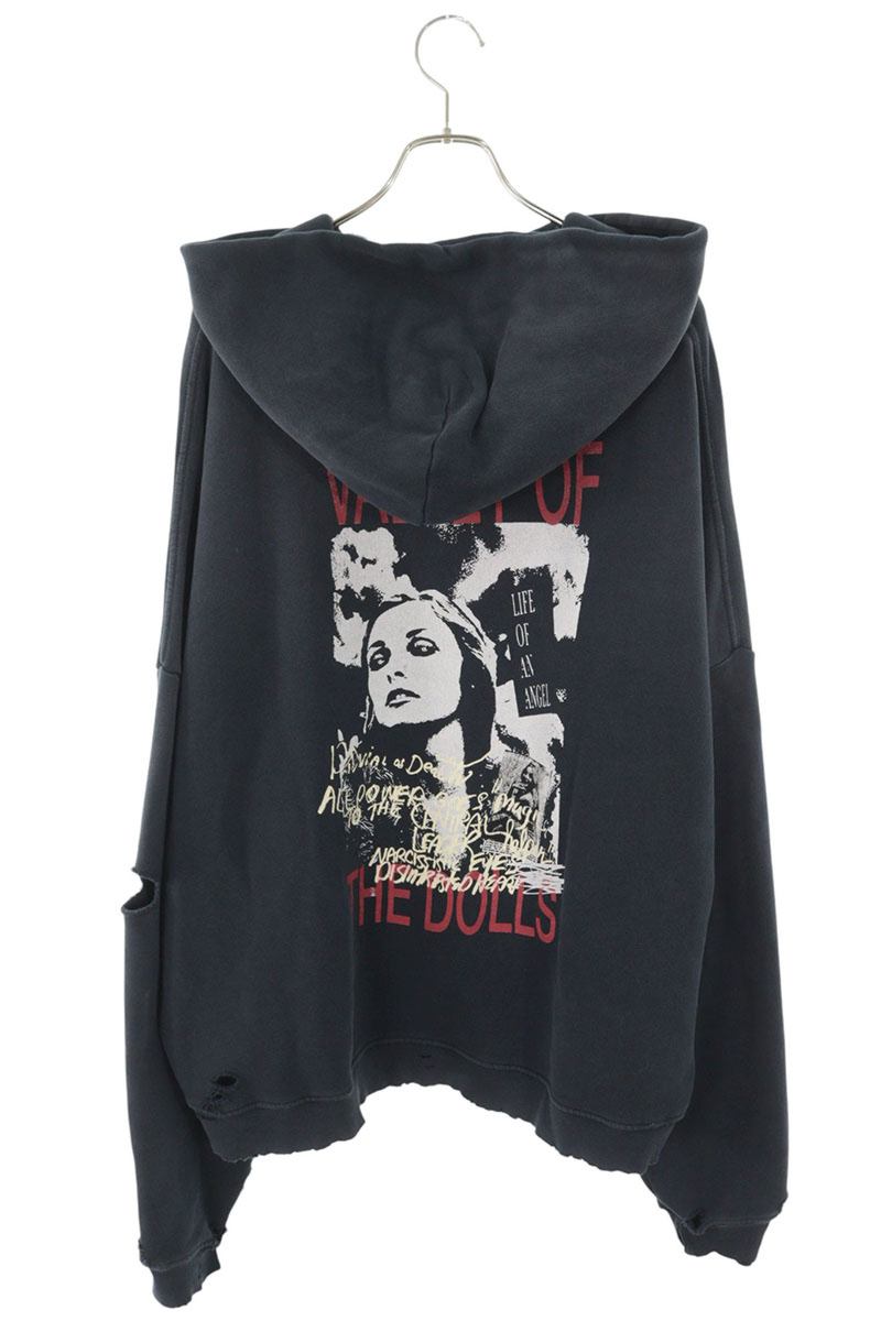 Paly Hollywood Cotton Print Design Hoodie Blue Size XL