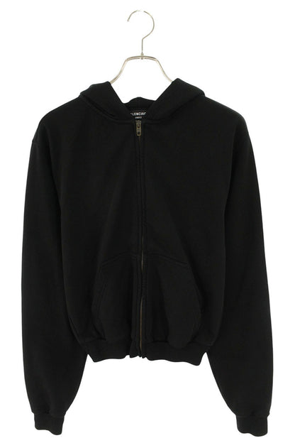 BALENCIAGA Back Logo Tab Cropped Zip Hoodie Size XXS