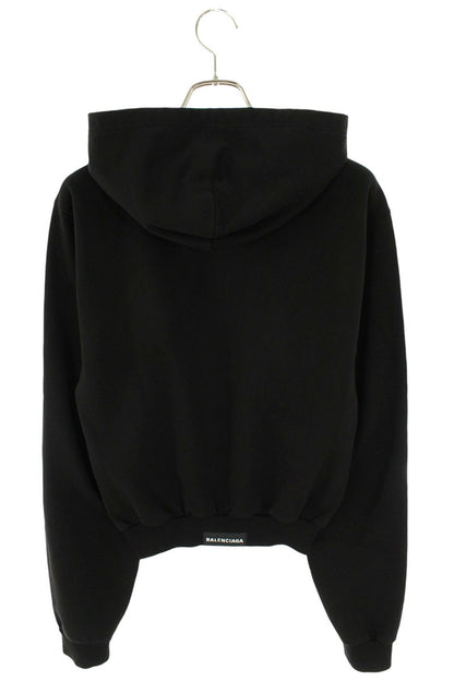 BALENCIAGA Back Logo Tab Cropped Zip Hoodie Size XXS