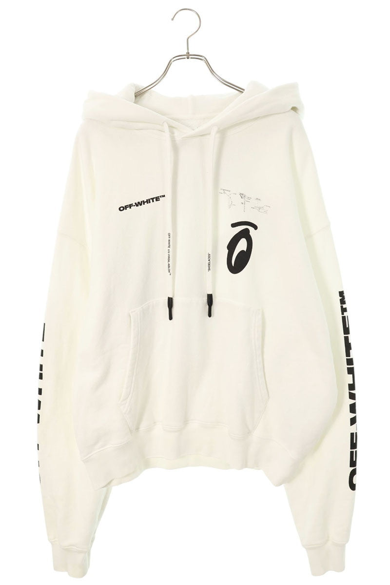 OFF-WHITE Cotton Graphic Print Pullover Hoodie White Size XL