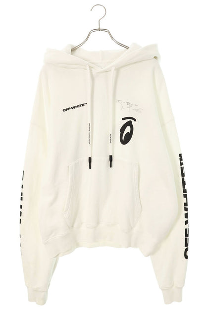 OFF-WHITE Cotton Graphic Print Pullover Hoodie White Size XL