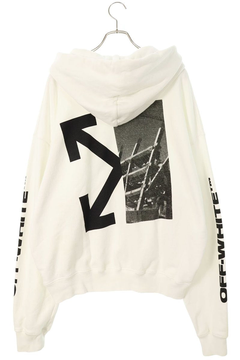 OFF-WHITE Cotton Graphic Print Pullover Hoodie White Size XL