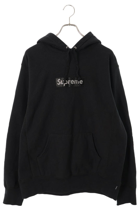 SUPREME 19SS Swarovski Box Logo Hooded Sweatshirt Size L